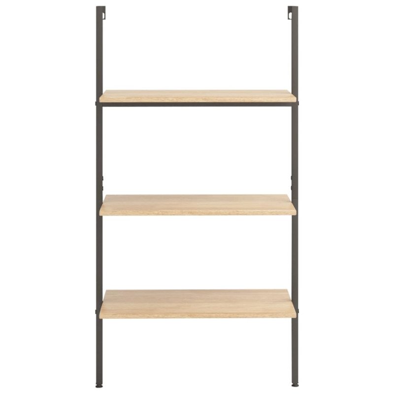 vidaXL Naklonený regál s 3 policami, svetlohnedo čierny 64x35x120,5 cm