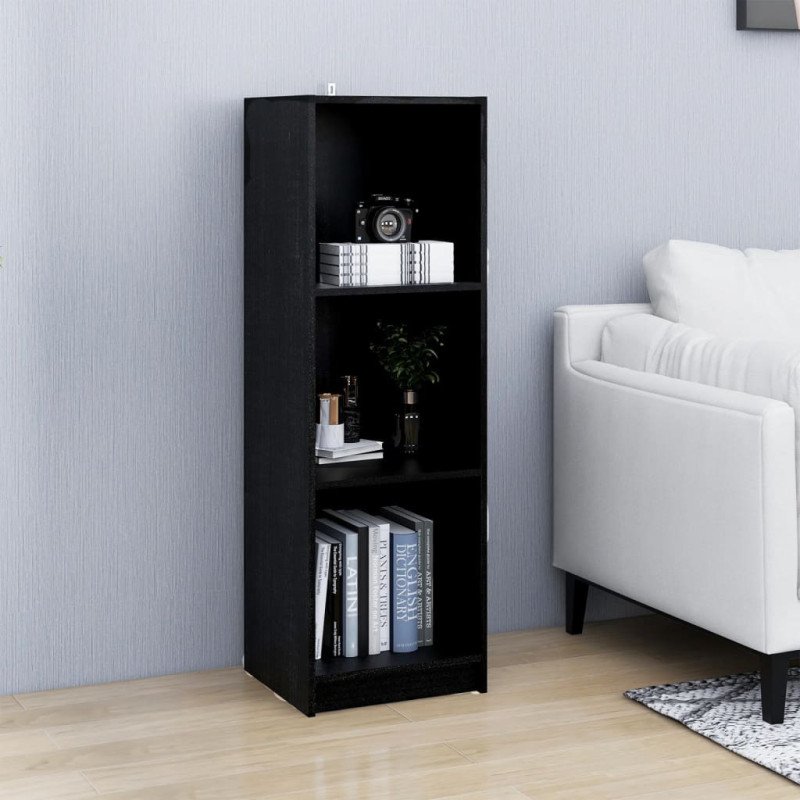 vidaXL Knižnica/deliaca stena čierna 36x33x110 cm masívna borovica 
