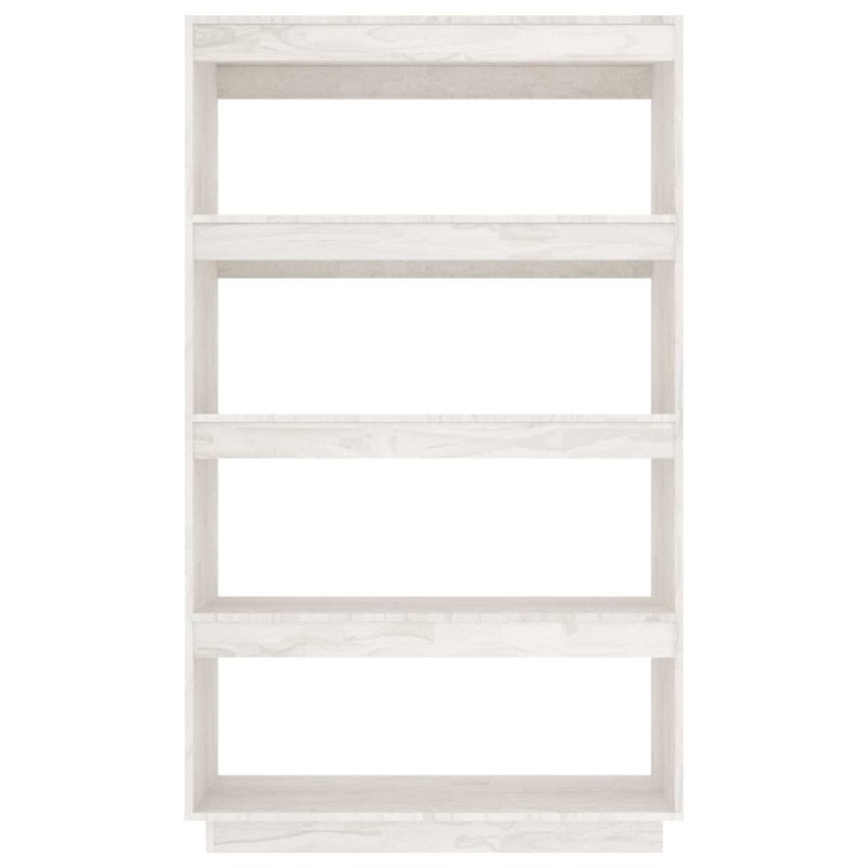 vidaXL Knižnica/deliaca stena biela 80x35x135 cm masívna borovica 