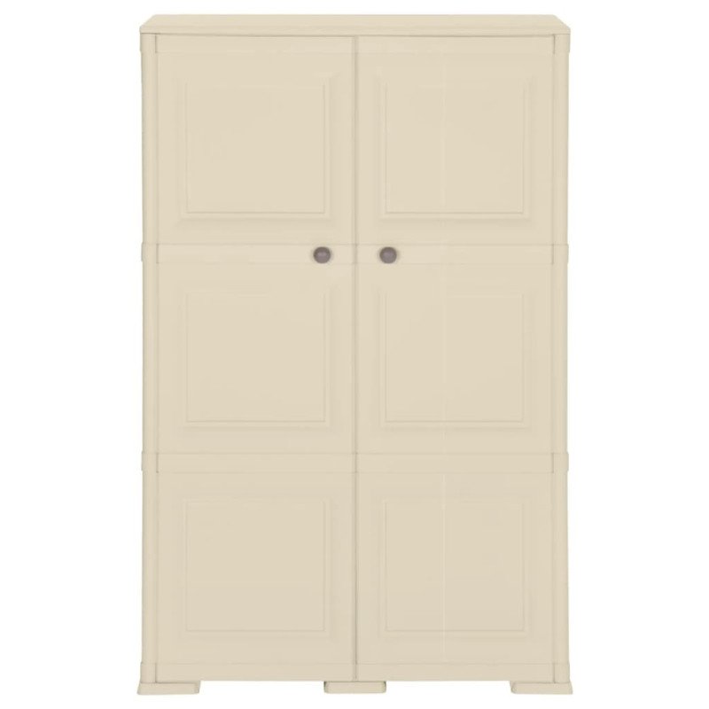 vidaXL Plastová skrinka 79x43x125 cm, drevený dizajn, angorská biela