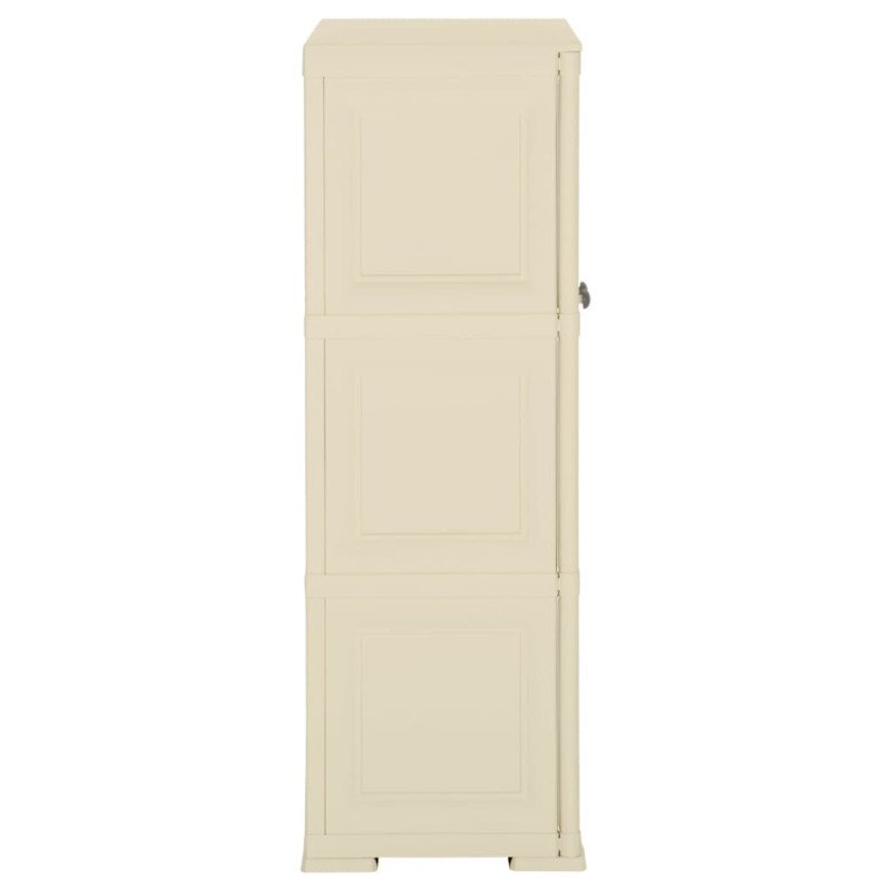 vidaXL Plastová skrinka 79x43x125 cm, drevený dizajn, angorská biela