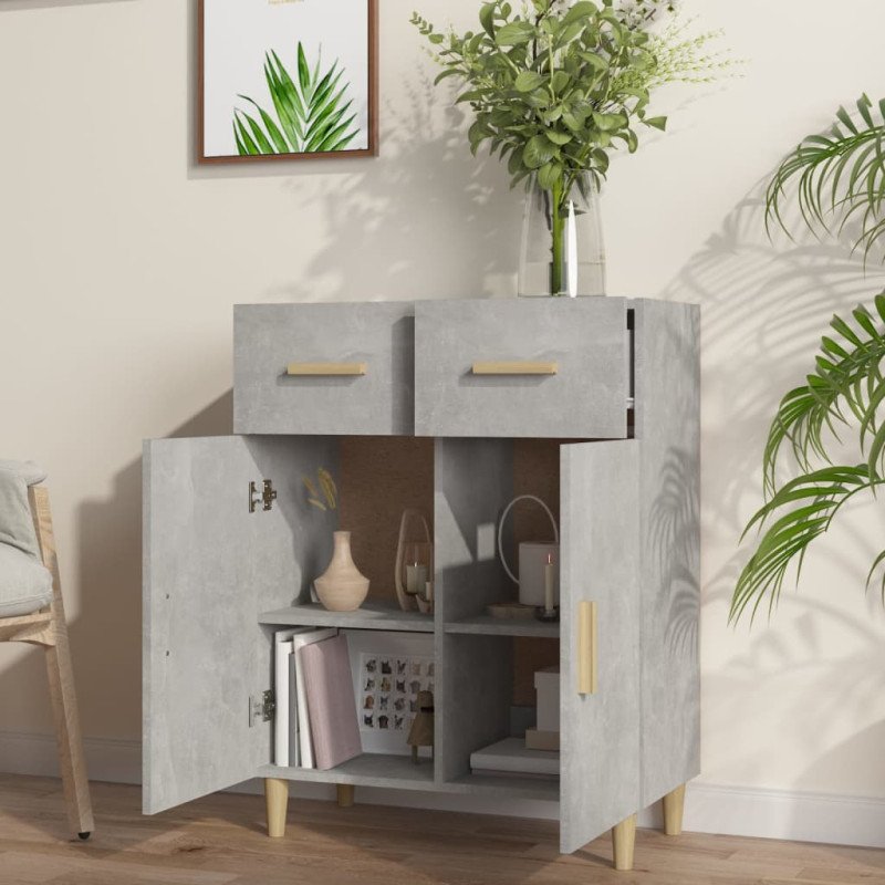 vidaXL Komoda betónovo sivá 69,5x34x89 cm spracované drevo