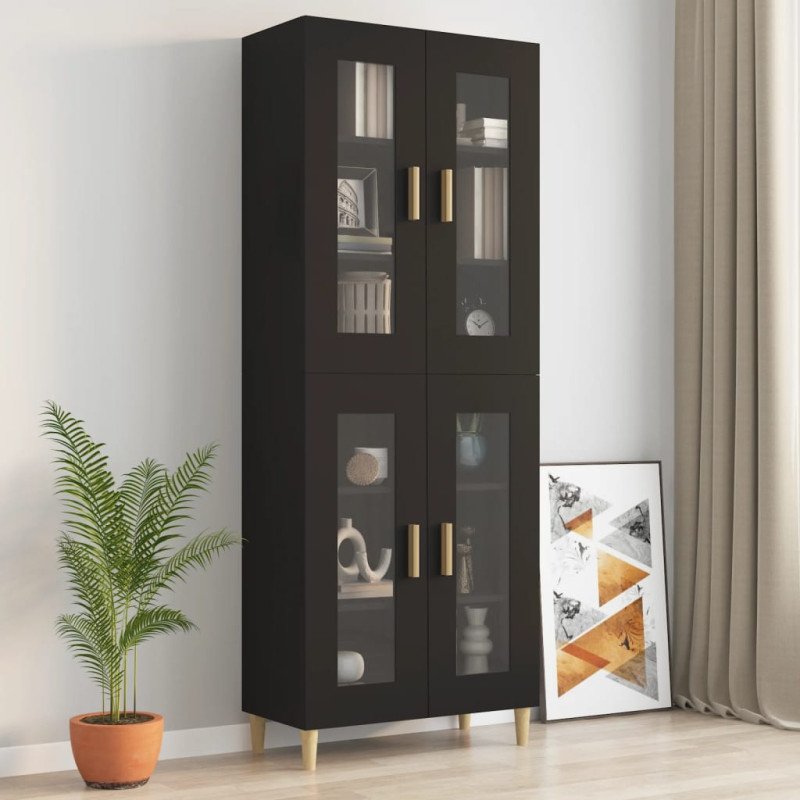 vidaXL Závesná nástenná skrinka čierna 69,5x34x90 cm