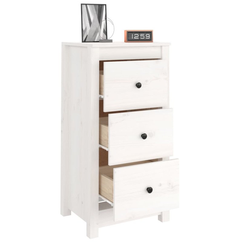 vidaXL Komoda biela 40x35x80 cm borovicový masív
