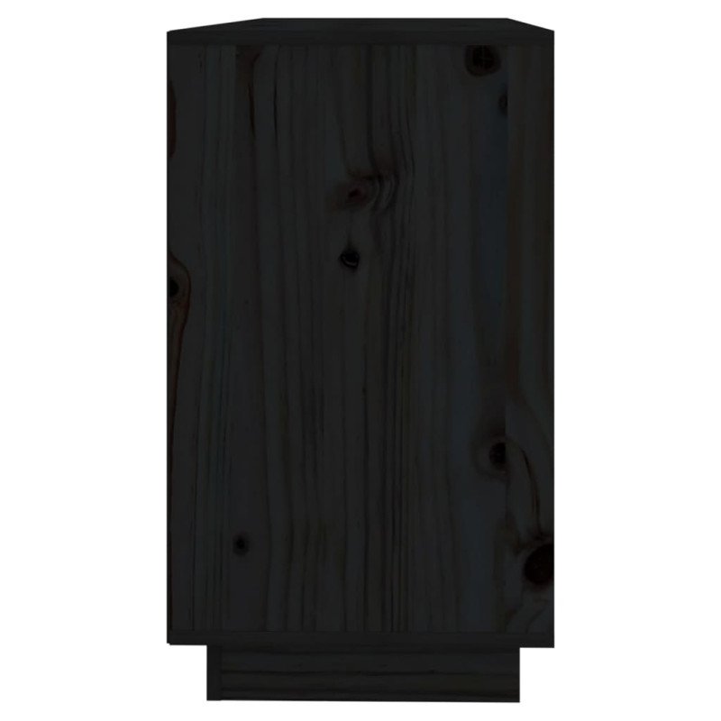 vidaXL Komoda čierna 111x34x60 cm borovicový masív