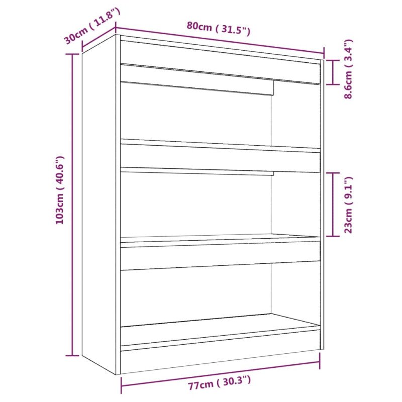 vidaXL Skriňa na knihy betónová sivá 80x30x103 cm spracované drevo