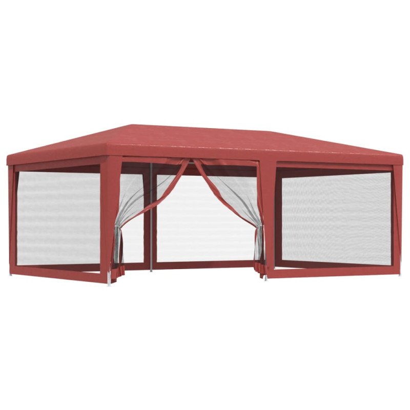 vidaXL Párty stan so 6 sieťkovanými bočnými stenami červený 6x4 m HDPE