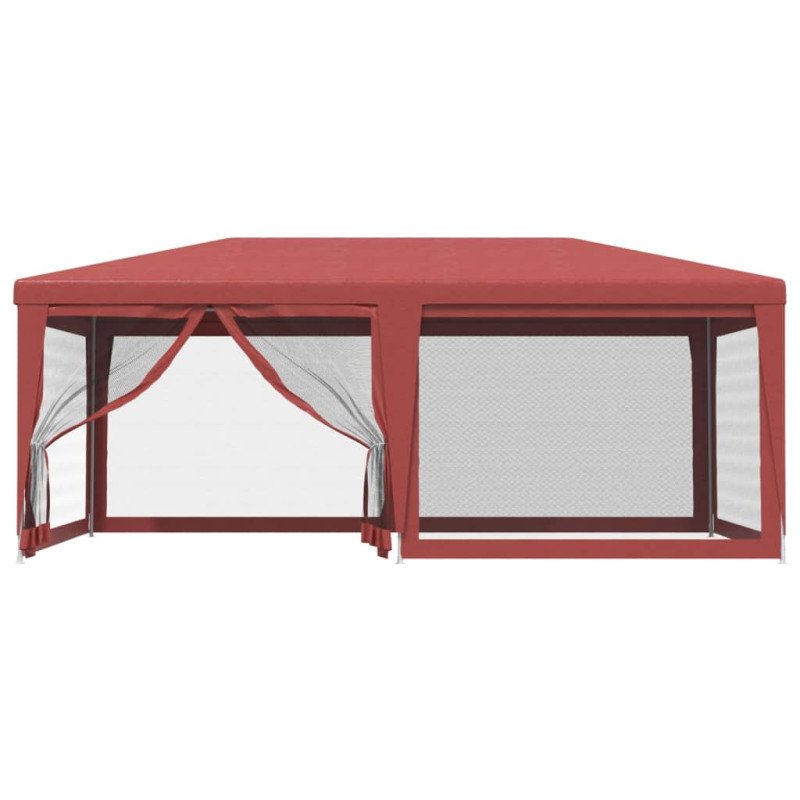 vidaXL Párty stan so 6 sieťkovanými bočnými stenami červený 6x4 m HDPE