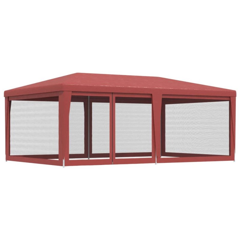 vidaXL Párty stan so 6 sieťkovanými bočnými stenami červený 6x4 m HDPE