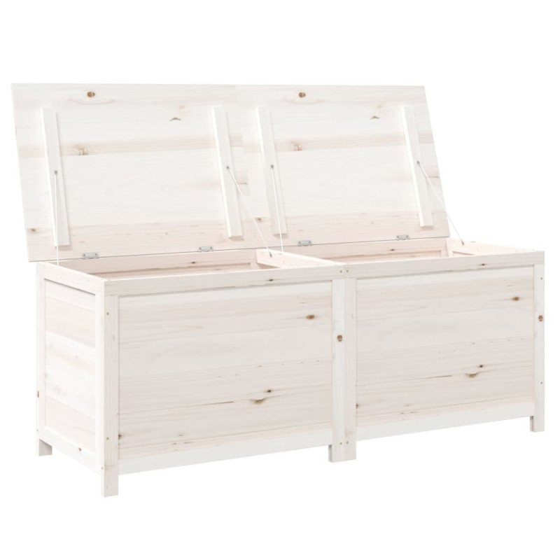 vidaXL Vonkajší box na vankúše biely 150x50x56 cm jedľový masív