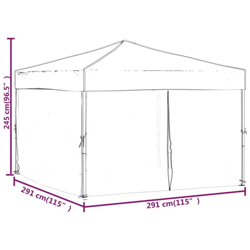 vidaXL Skladací párty stan s bočnicami biely 3x3 m