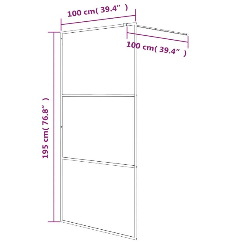 vidaXL Sprchová zástena čierna 100x195 cm matné ESG sklo