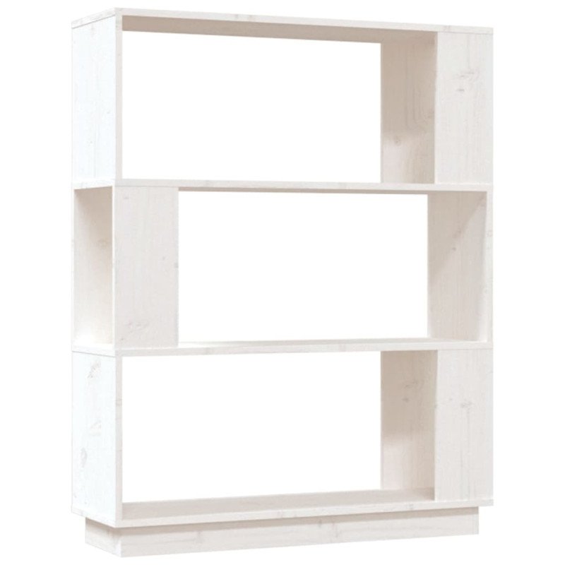 vidaXL Knižnica/deliaca stena biela 80x25x101 cm masívna borovica