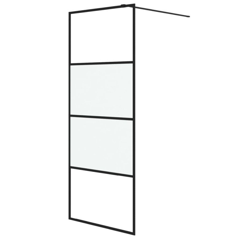 vidaXL Sprchová zástena čierna 80x195 cm polopriehľadné ESG sklo