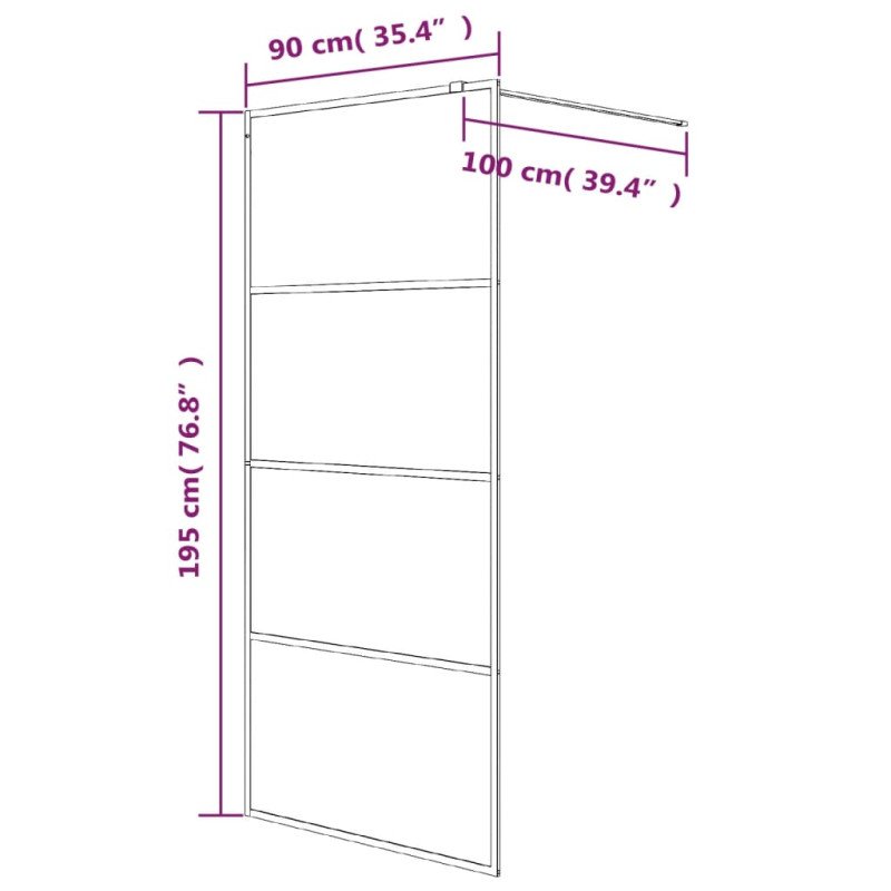 vidaXL Sprchová zástena čierna 90x195 cm matné ESG sklo