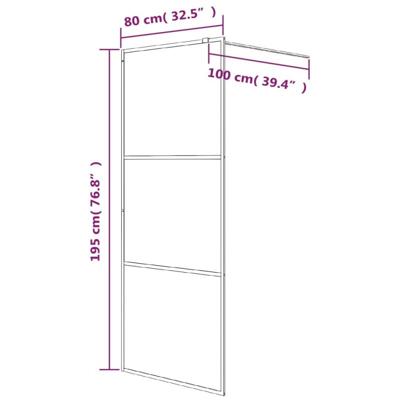 vidaXL Sprchová zástena čierna 80x195 cm matné ESG sklo