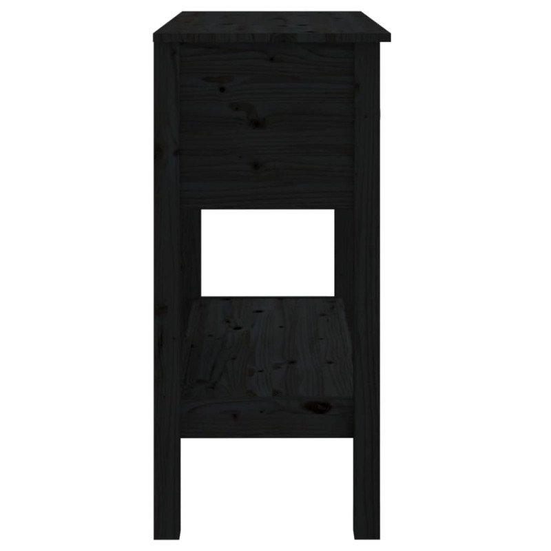 vidaXL Konzolový stolík čierny 75x35x75 cm masívne borovicové drevo