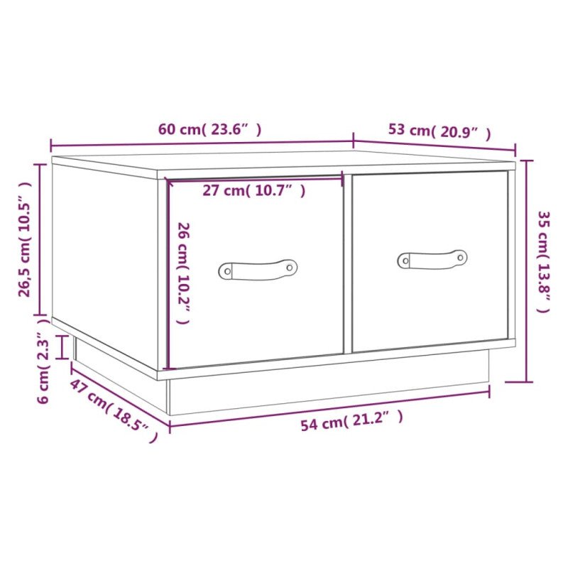 vidaXL Konferenčný stolík medovo-hnedý 60x53x35 cm borovicový masív