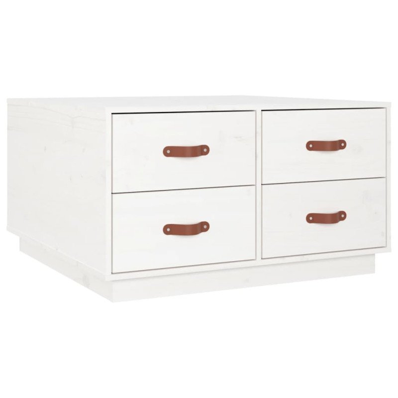 vidaXL Konferenčný stolík biely 80x80x45 cm borovicový masív
