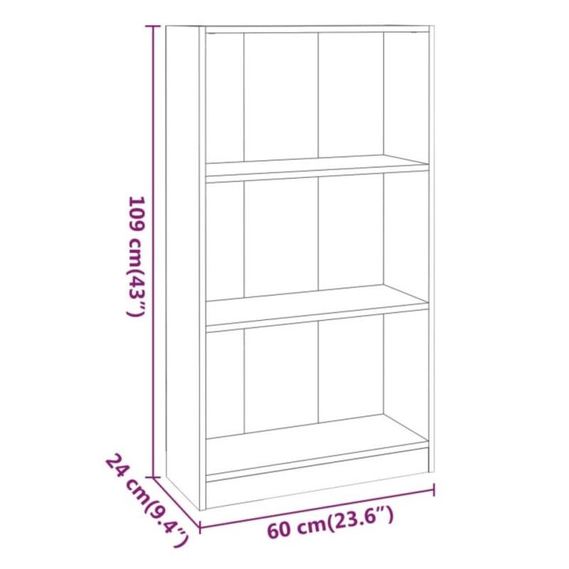 vidaXL Knižnica dymový dub 60x24x109 cm spracované drevo