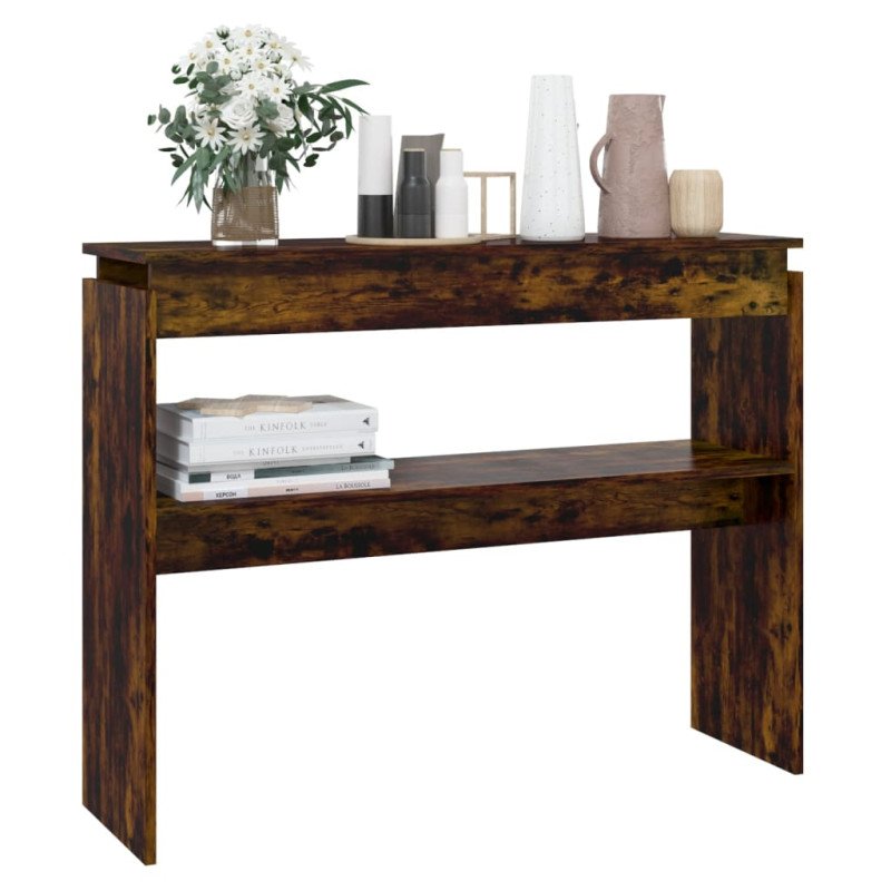 vidaXL Konzolový stolík dymový dub 102x30x80 cm spracované drevo