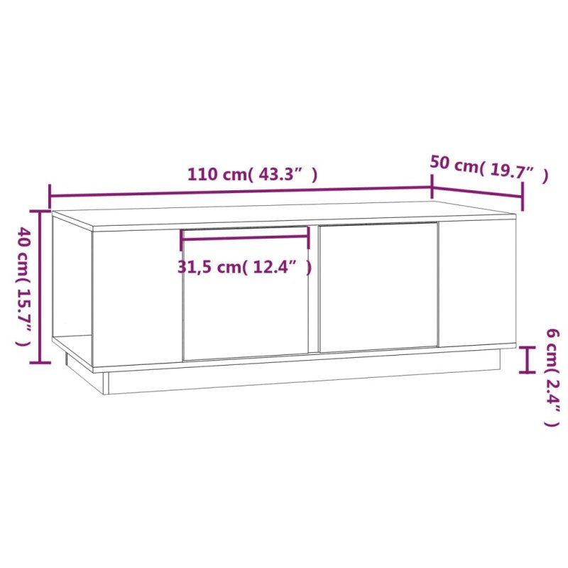 vidaXL Konferenčný stolík 110x50x40 cm borovicový masív