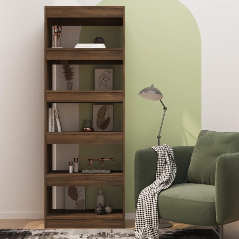 vidaXL Knižnica/deliaca stena hnedý dub 60x30x166 cm drevotrieska