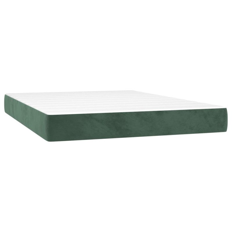vidaXL Matrac s taštičkovými pružinami tmavozelený 140x200x20 cm zamat