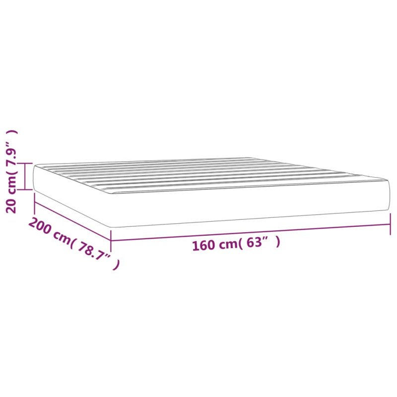 vidaXL Matrac s taštičkovými pružinami sivý 160x200x20 cm umelá koža