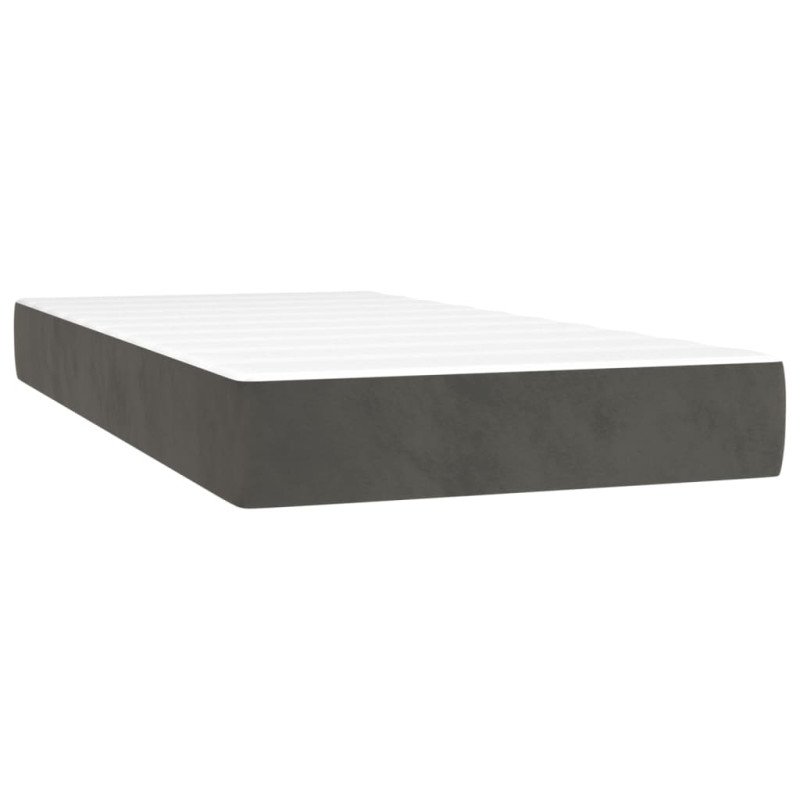 vidaXL Matrac s taštičkovými pružinami tmavosivý 90x200x20 cm zamat