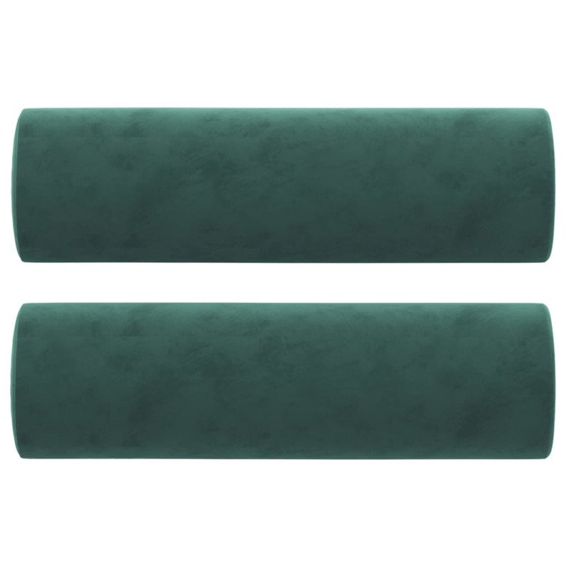 vidaXL Dekoratívne vankúše 2 ks tmavozelené Ø15x50 cm zamat