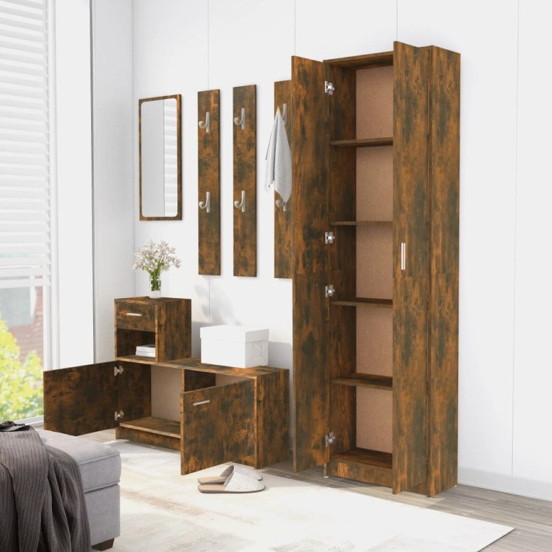vidaXL Šatník do chodby dymový dub 55x25x189 cm spracované drevo