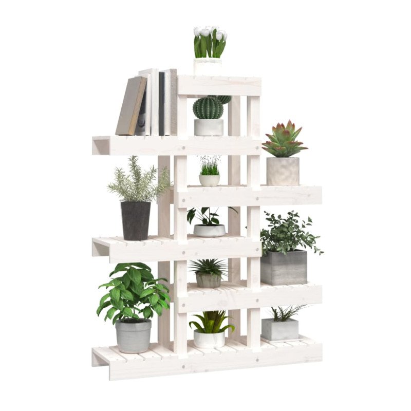 vidaXL Stojan na rastliny biely 85x25x109,5 cm masívna borovica