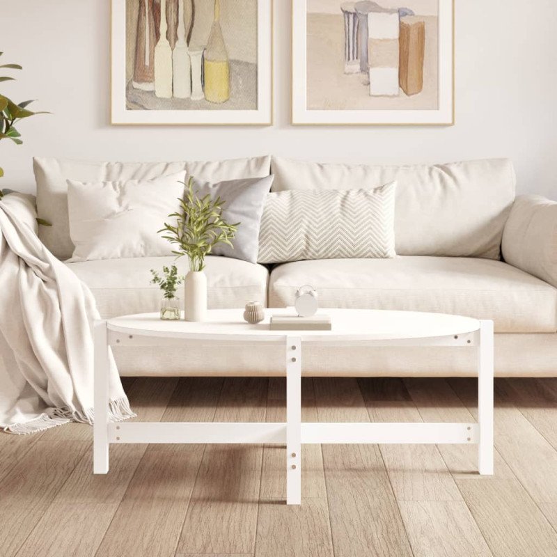vidaXL Konferenčný stolík biely 118x63x45 cm borovicový masív
