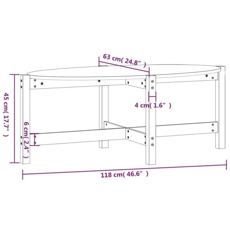 vidaXL Konferenčný stolík biely 118x63x45 cm borovicový masív
