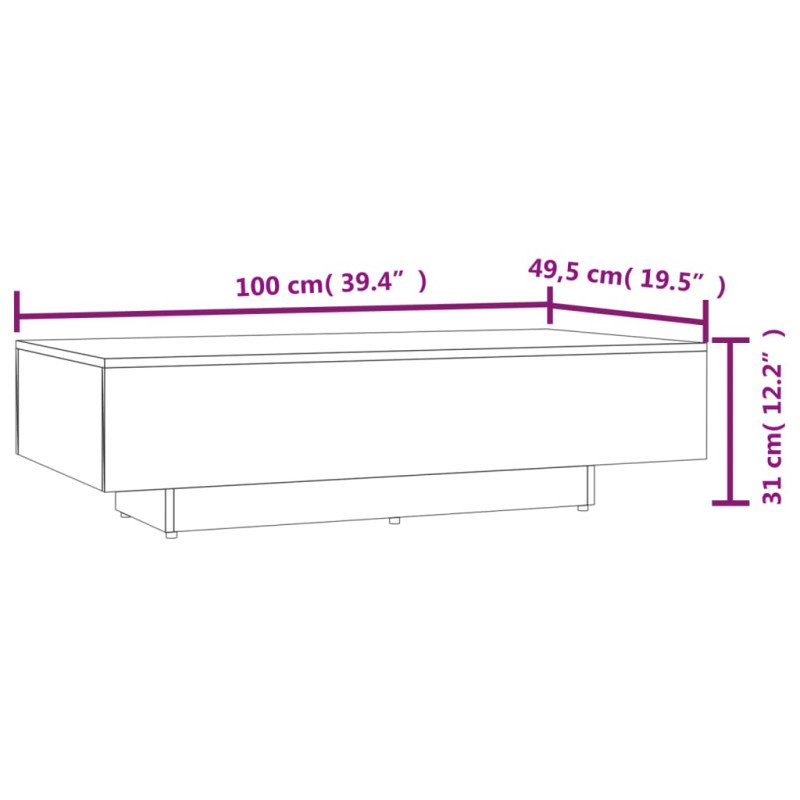 vidaXL Konferenčný stolík dymový dub 115x60x31 cm spracované drevo