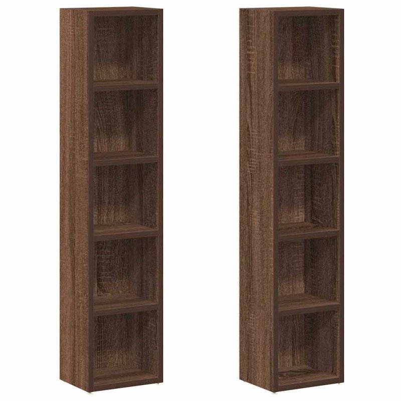 vidaXL CD skrinky 2 ks hnedý dub 21x16x93,5 cm spracované drevo