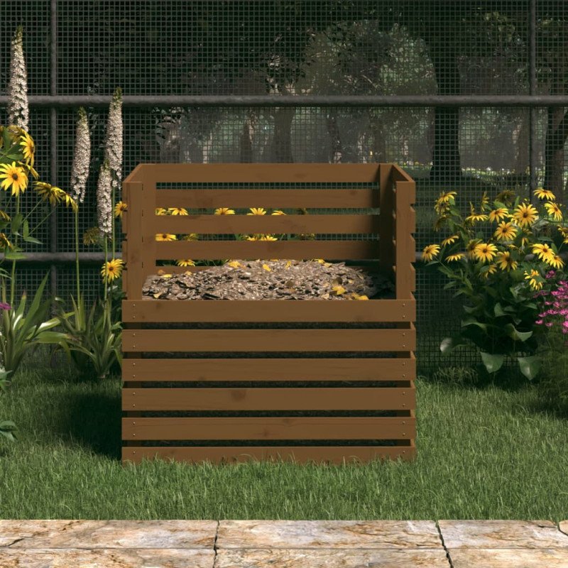 vidaXL Kompostér medovo-hnedý 80x80x78 cm masívne borovicové drevo
