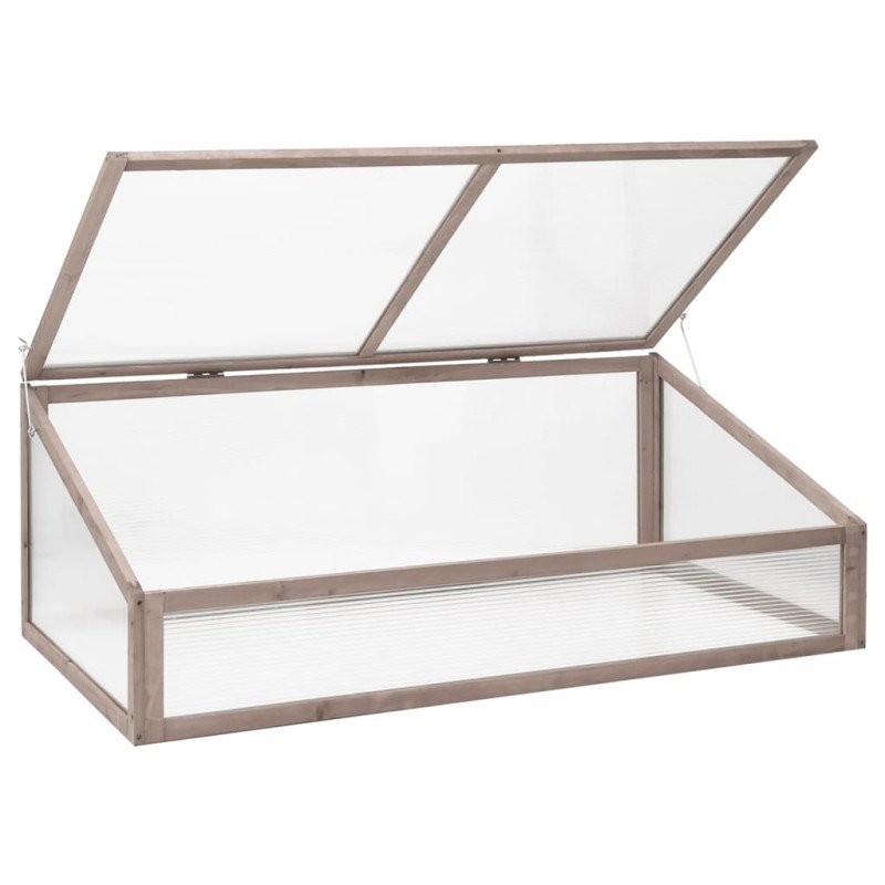vidaXL Skleník sivý 110x58,5x39 cm jedľové drevo