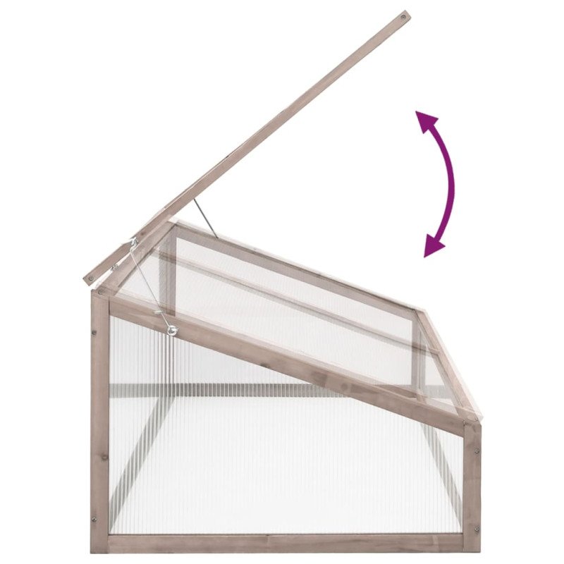 vidaXL Skleník sivý 110x58,5x39 cm jedľové drevo