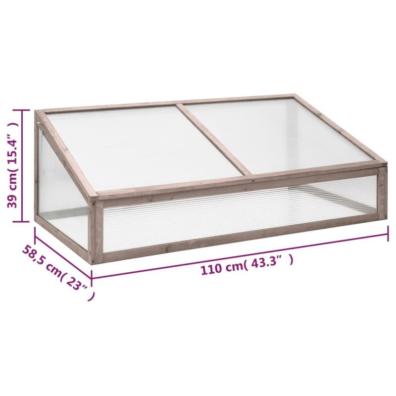 vidaXL Skleník sivý 110x58,5x39 cm jedľové drevo
