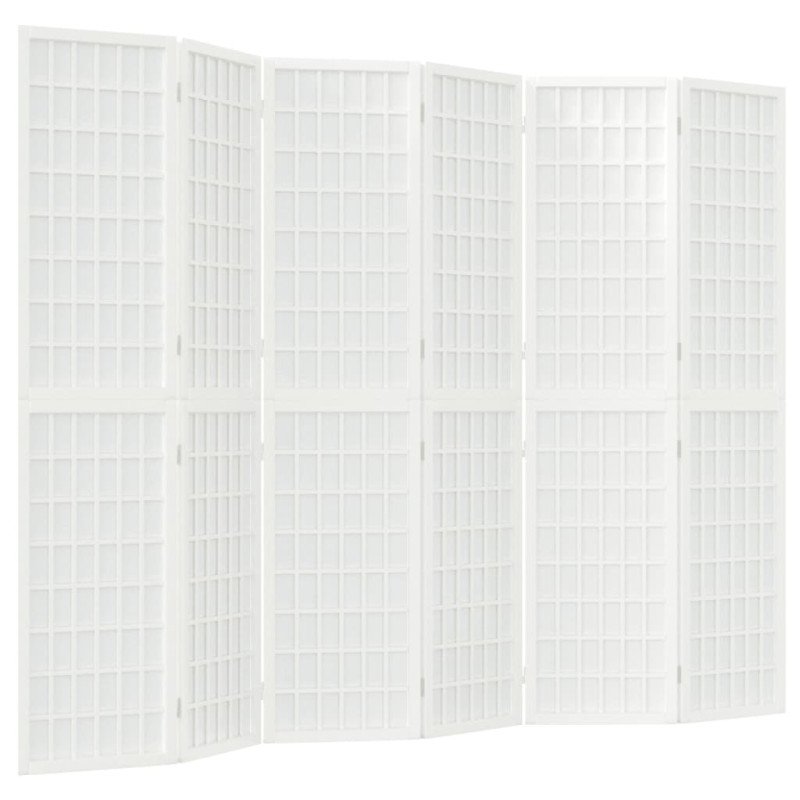 vidaXL Skladací paraván s 6 panelmi, japonský štýl 240x170 cm biely
