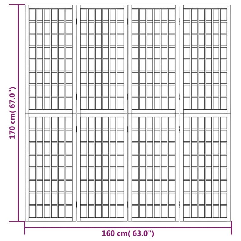 vidaXL Skladací paraván so 4 panelmi japonský štýl 160x170 cm
