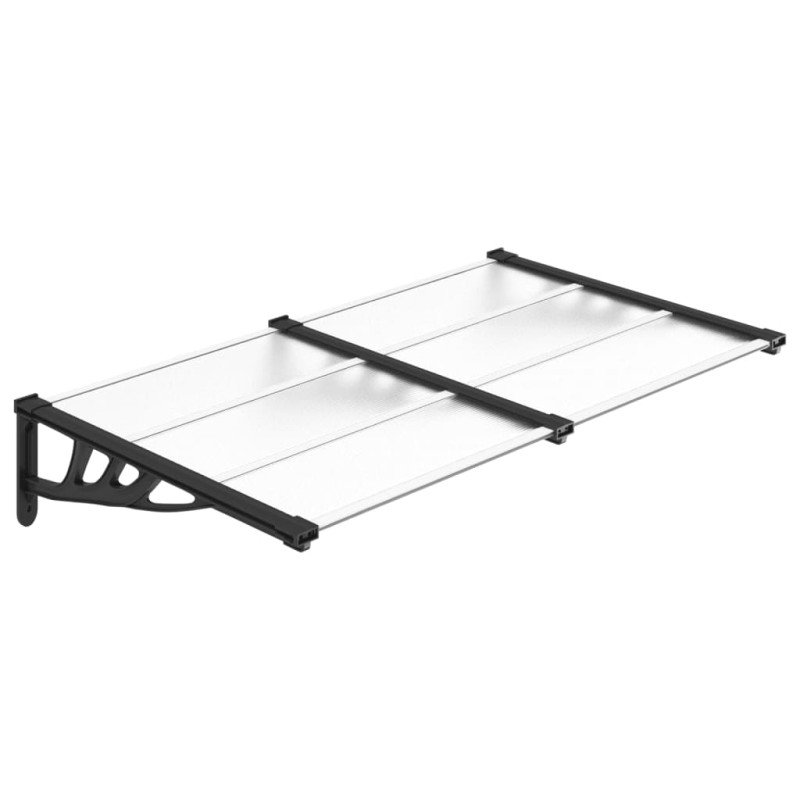 vidaXL Vchodová strieška čierna a priehľadná 152,5x90 cm polykarbonát
