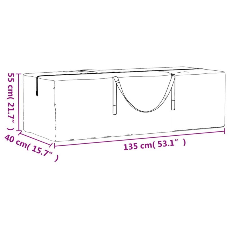 vidaXL Tašky na záhradné vankúše 2 ks čierne 135x40x55 cm polyetylén