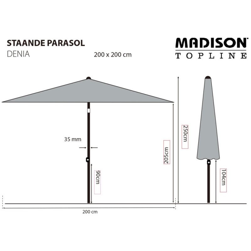 Madison Slnečník Denia 200x200 cm ľanová farba