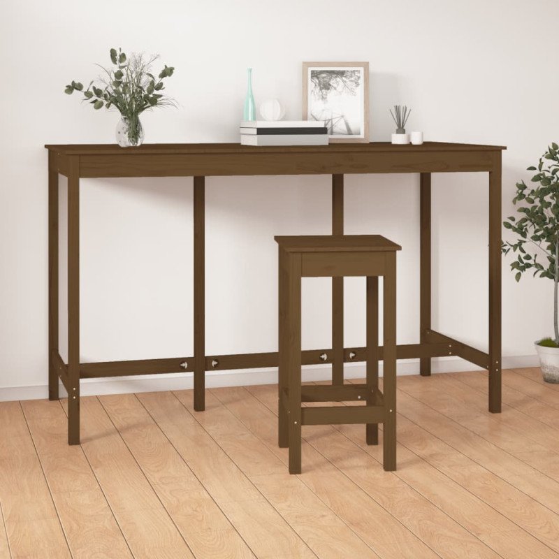 vidaXL Barový stolík medovo-hnedý 180x80x110 cm borovicový masív