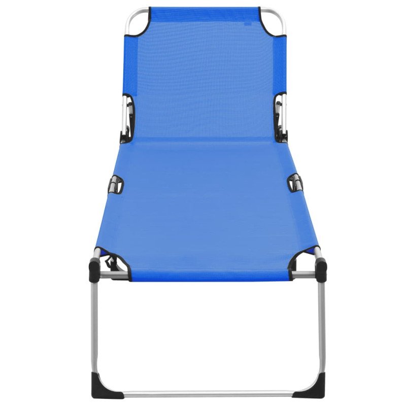 vidaXL Extra vysoké skladacie seniorské záhradné lehátko modré hliníkové