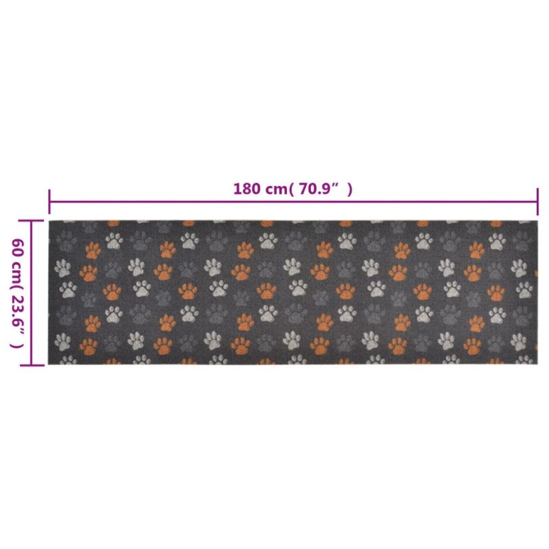 vidaXL Kuchynský koberec umývateľný Paws 60x180 cm zamat