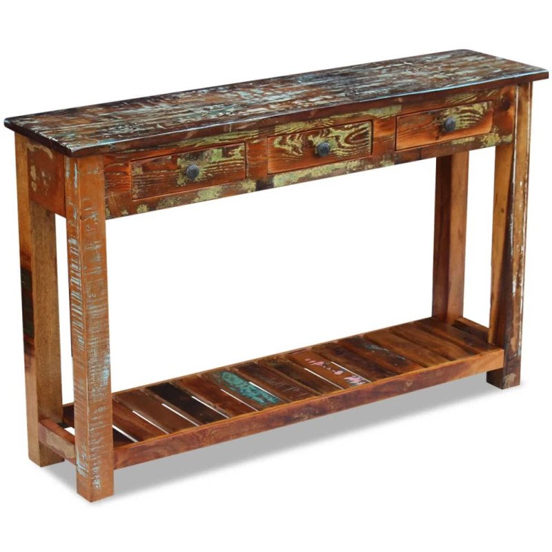 vidaXL Konzolový stolík, recyklovaný masív 120x30x76 cm